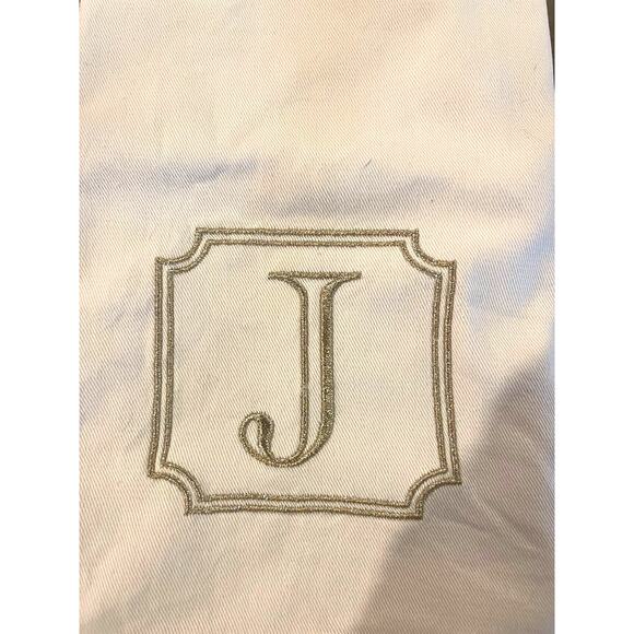 Monogrammed Tea Towel Letter J Tan Gold - Picture 1 of 5